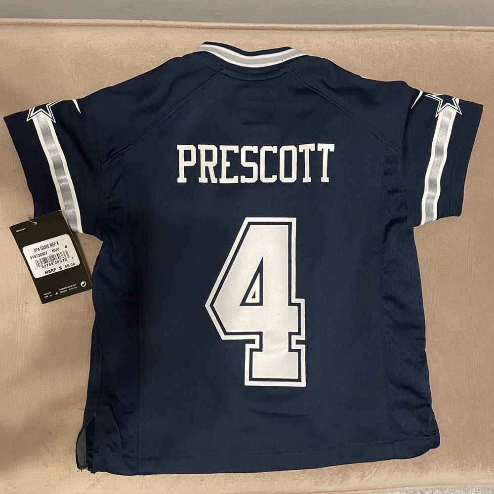 Dallas Cowboys, Dak Prescott Navy On-Field Jersey. #4